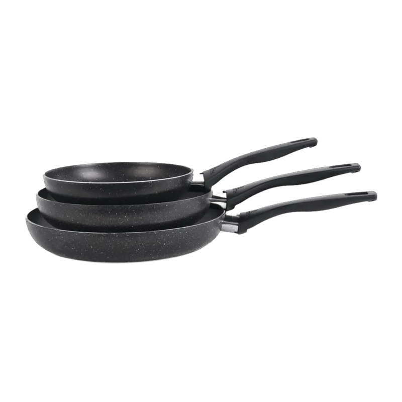 3 Pieces Fry Pan Set - black