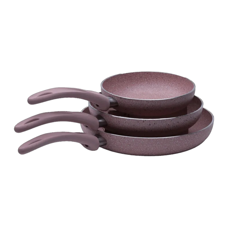 3 Pieces Fry Pan Set - pink