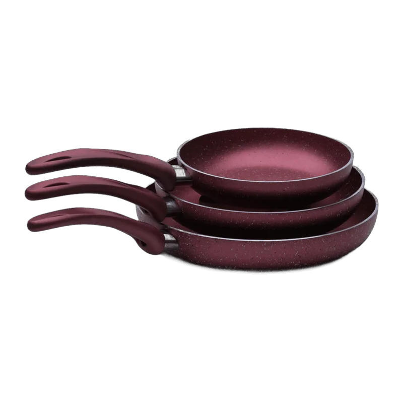 3 Pieces Fry Pan Set - red