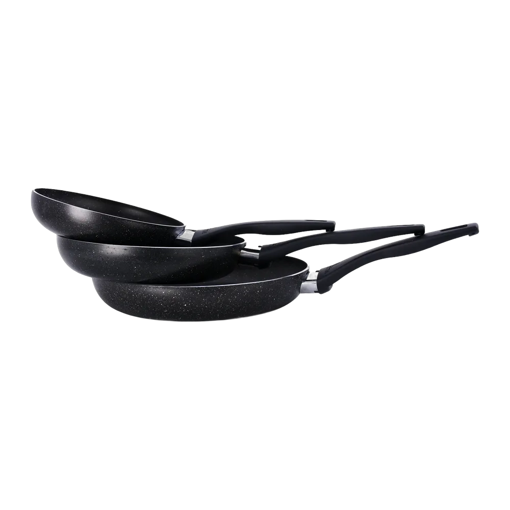 3 Pieces Fry Pan Set - black