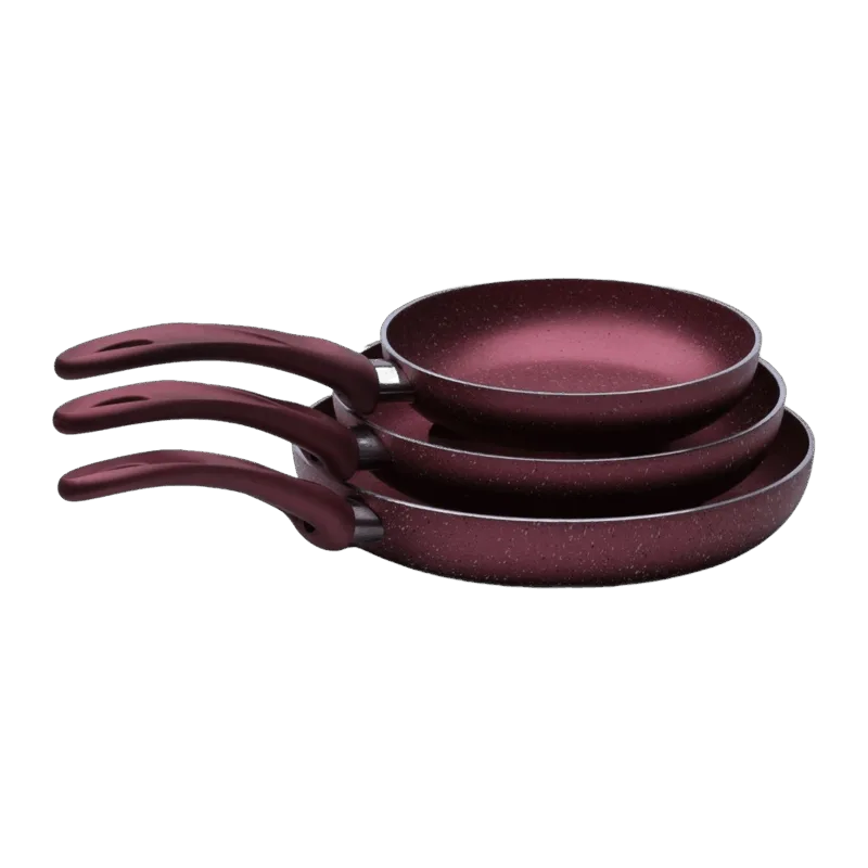 3 Pieces Fry Pan Set - red