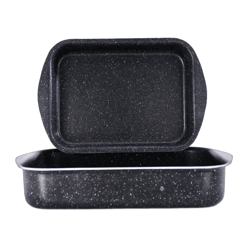 2 Pieces Rectangular Tray Set - black