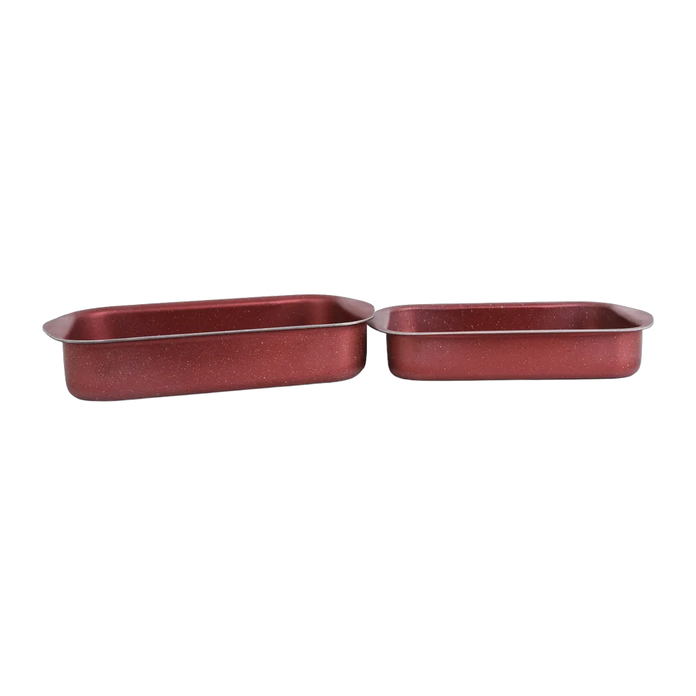2 Pieces Rectangular Tray Set - red